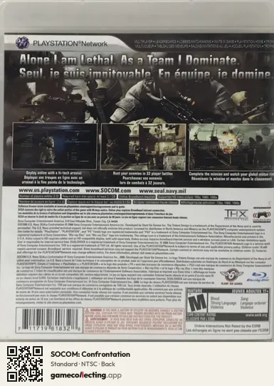 SOCOM: Confrontation PlayStation 3, NTSC box back