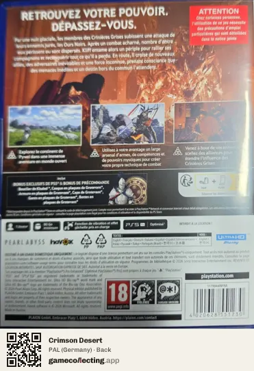 Crimson Desert PlayStation 5, Germany box back