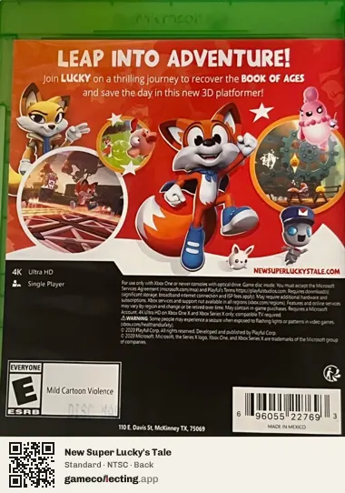 New Super Lucky's Tale Xbox One, NTSC box back