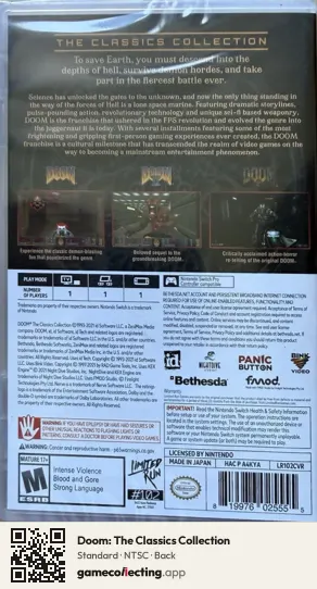 Doom: The Classics Collection Nintendo Switch, NTSC box back
