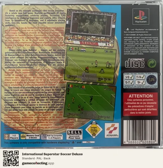 International Superstar Soccer Deluxe PlayStation, PAL box back