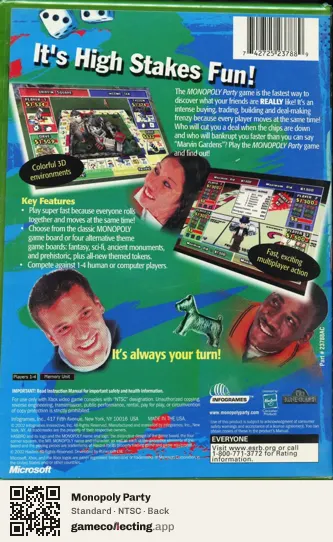 Monopoly Party Xbox, NTSC box back