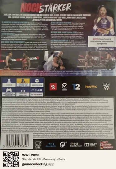 WWE 2K23 PlayStation 4, Germany box back