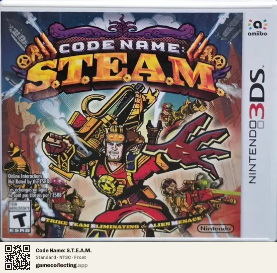 Code Name: S.T.E.A.M. Nintendo 3DS, NTSC box front