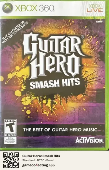 Guitar Hero: Smash Hits Xbox 360, NTSC box front
