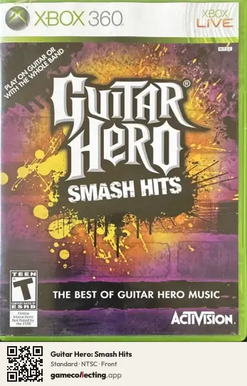 Guitar Hero: Smash Hits Xbox 360, NTSC box front
