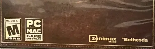 The Elder Scrolls Online, the ESRB box on its front
