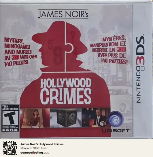 James Noir's Hollywood Crimes Nintendo 3DS, NTSC box front