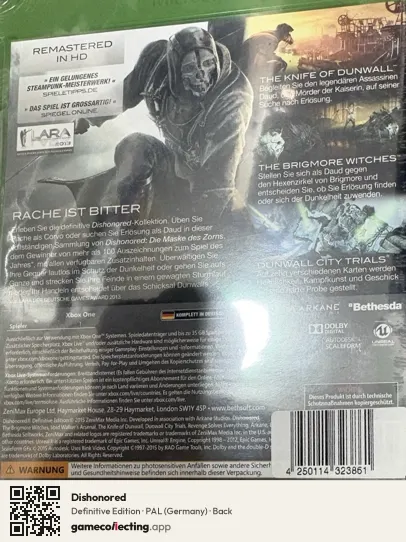 Dishonored Xbox One, Germany box back