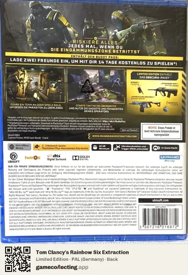 Tom Clancy's Rainbow Six Extraction PlayStation 5, Germany box back