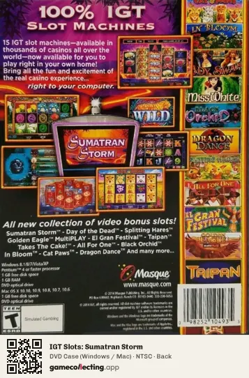 IGT Slots: Sumatran Storm Computer, NTSC box back