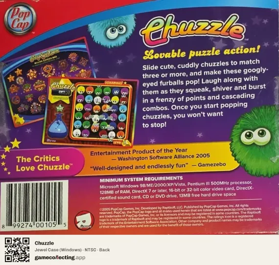 Chuzzle Computer, NTSC box back