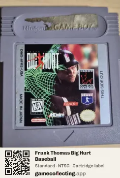Frank Thomas Big Hurt Baseball Game Boy, NTSC cartridge label
