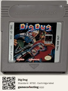 Dig Dug Game Boy, NTSC cartridge label