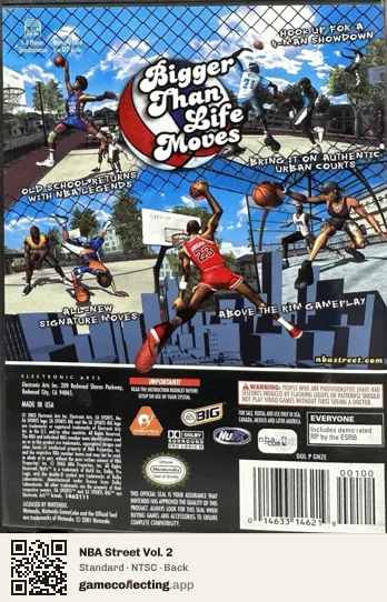 NBA Street Vol. 2 Nintendo GameCube, NTSC box back
