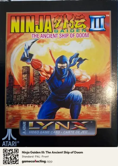 Ninja Gaiden III: The Ancient Ship of Doom Atari Lynx, PAL box front