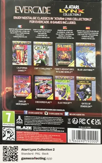 Atari Lynx Collection 2 Evercade, PAL box back