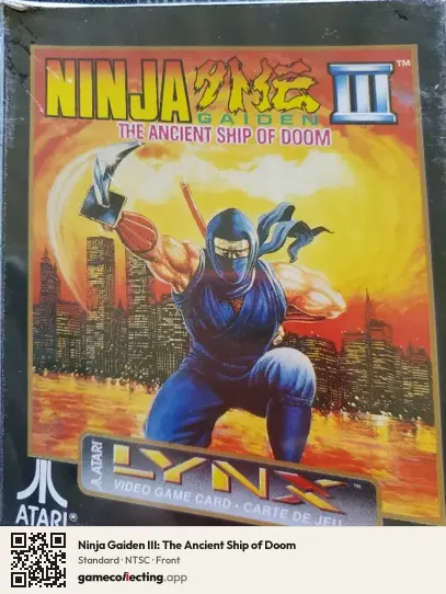 Ninja Gaiden III: The Ancient Ship of Doom Atari Lynx, NTSC box front