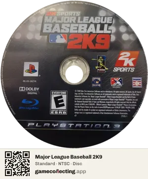 Major League Baseball 2K9 PlayStation 3, NTSC disc