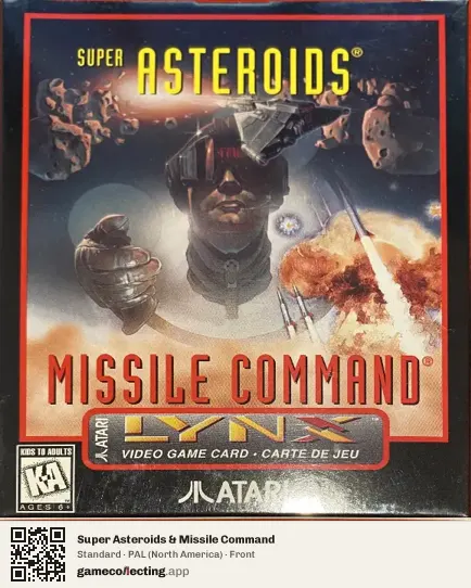 Super Asteroids & Missile Command Atari Lynx, North America box front
