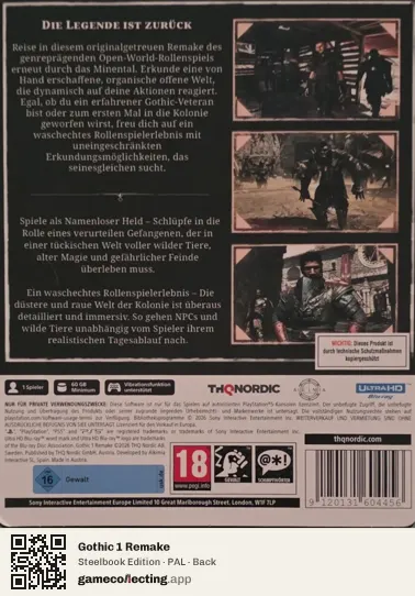 Gothic 1 Remake PlayStation 5, PAL box back