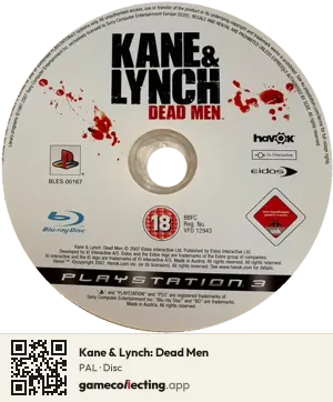 Kane & Lynch: Dead Men PlayStation 3, PAL disc