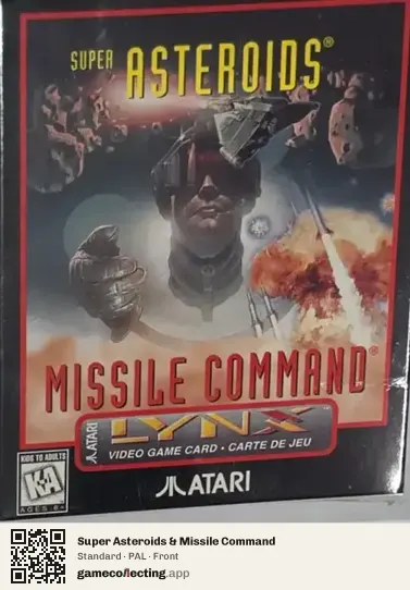 Super Asteroids & Missile Command Atari Lynx, PAL box front