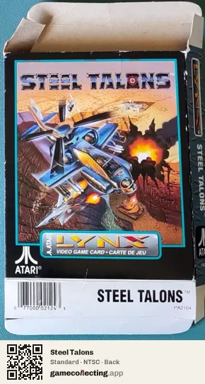 Steel Talons Atari Lynx, NTSC box back