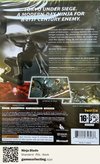 Ninja Blade Xbox 360, PAL box back