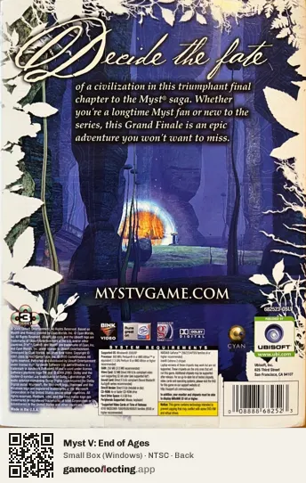 Myst V: End of Ages Computer, NTSC box back