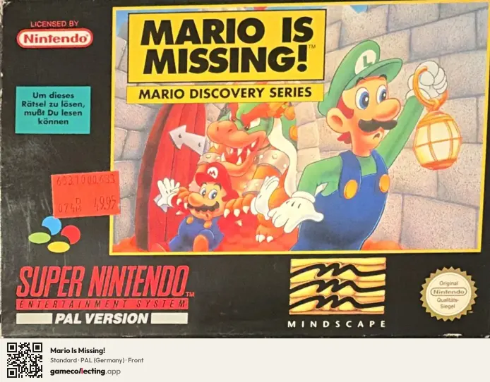 Mario Is Missing! Super Nintendo Entertainment System, Germany box front