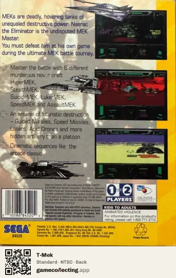 T-Mek Sega 32X, NTSC box back
