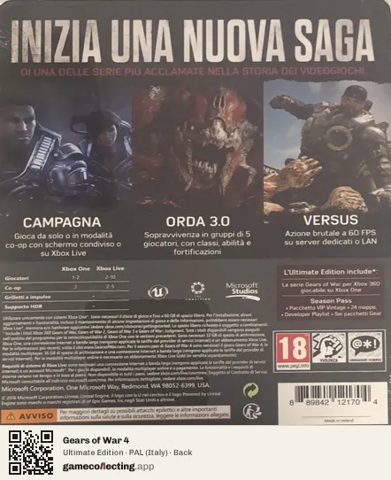Gears of War 4 Xbox One, Italy box back