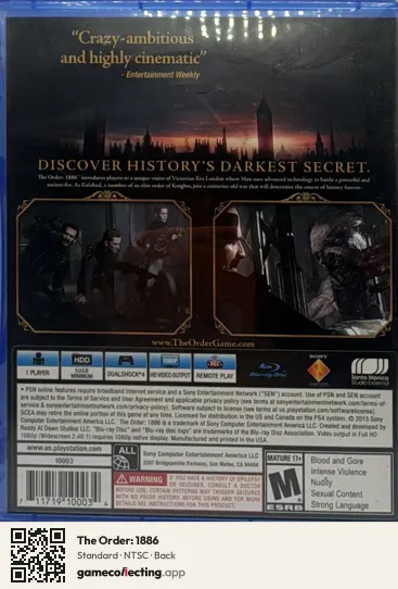 The Order: 1886 PlayStation 4, NTSC box back