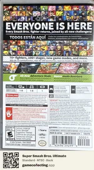 Super Smash Bros. Ultimate Nintendo Switch, NTSC box back