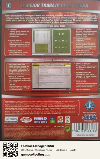 Football Manager 2008 Computer, Spain box back