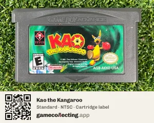 Kao the Kangaroo Game Boy Advance, NTSC cartridge label
