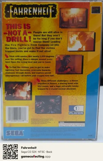 Fahrenheit Sega Mega-CD / Sega CD, NTSC box back