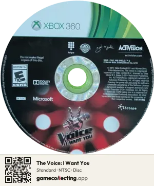 The Voice: I Want You Xbox 360, NTSC disc
