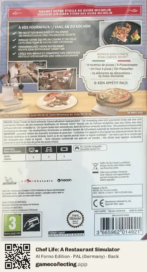 Chef Life: A Restaurant Simulator Nintendo Switch, Germany box back