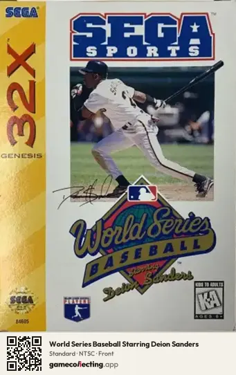 World Series Baseball Starring Deion Sanders Sega 32X, NTSC box front