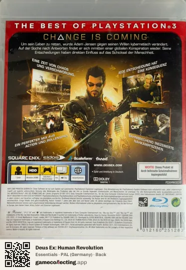 Deus Ex: Human Revolution PlayStation 3, Germany box back
