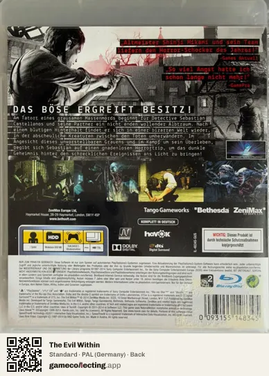 The Evil Within PlayStation 3, Germany box back