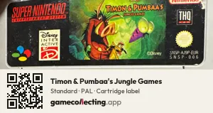 Timon & Pumbaa's Jungle Games Super Nintendo Entertainment System, PAL cartridge label