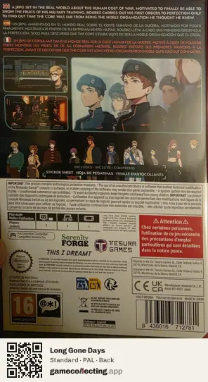 Long Gone Days Nintendo Switch, PAL box back