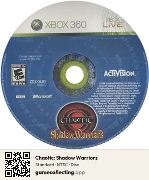 Chaotic: Shadow Warriors Xbox 360, NTSC disc