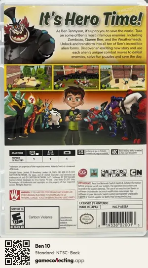 Ben 10 Nintendo Switch, NTSC box back
