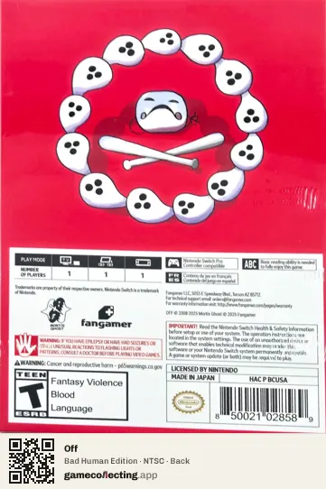 Off Nintendo Switch, NTSC box back