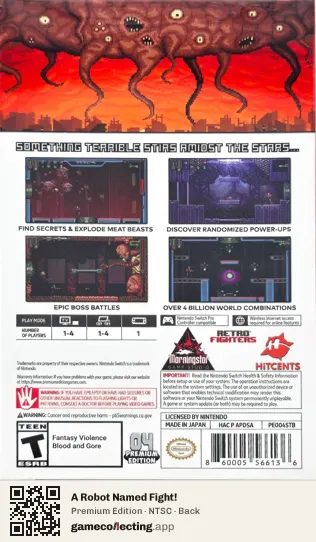 A Robot Named Fight! Nintendo Switch, NTSC box back