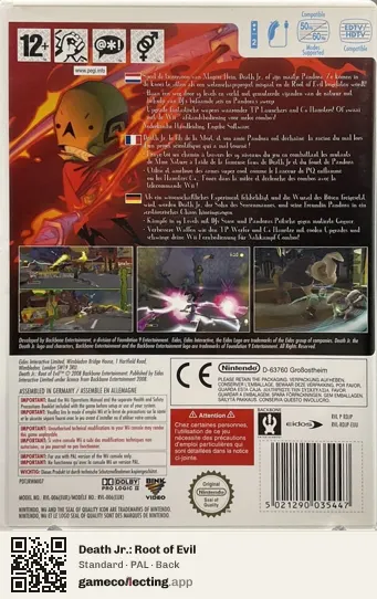 Death Jr.: Root of Evil Nintendo Wii, PAL box back